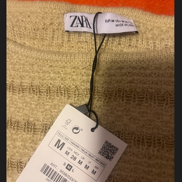 Zara golden yellow touch of wool  knit midi dress metallic contrast details NWT - Picture 5 of 8